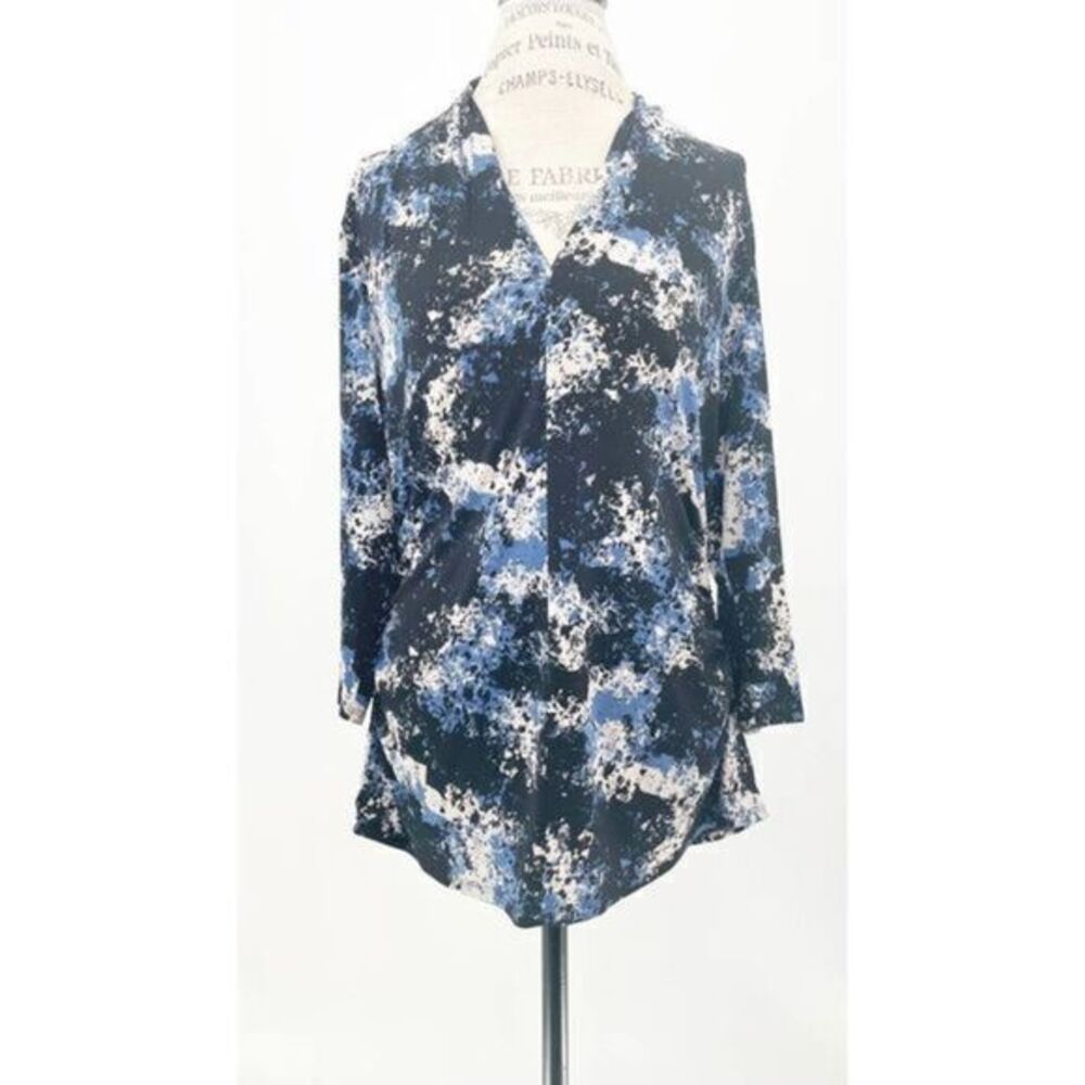 VINCE CAMUTO Ladies Ruched Multi-Color Blue Black Blouse X-LARGE